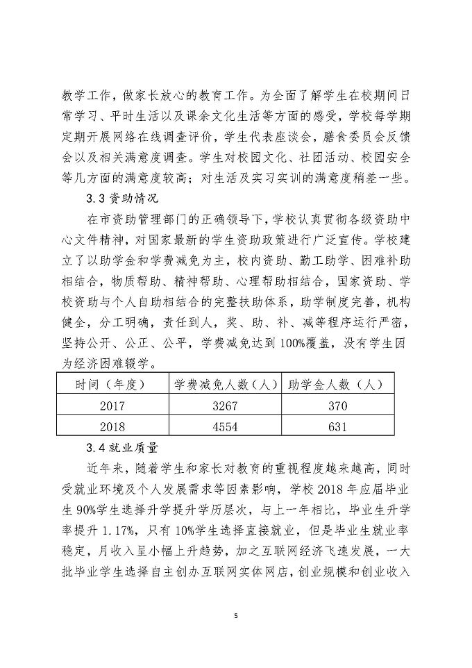 宿迁泽达中等专业学校教育质量年度报告（2018年）