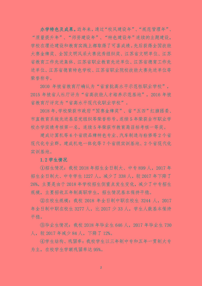 江苏省宿迁经贸高等职业技术学校质量 年度报告（2018年）