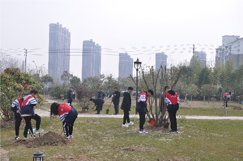 泗阳中专开展“我为生态泗阳添份绿”义务植树活动