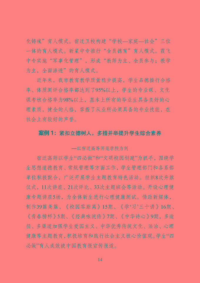 宿迁市中等职业教育质量年度报告（2019年）