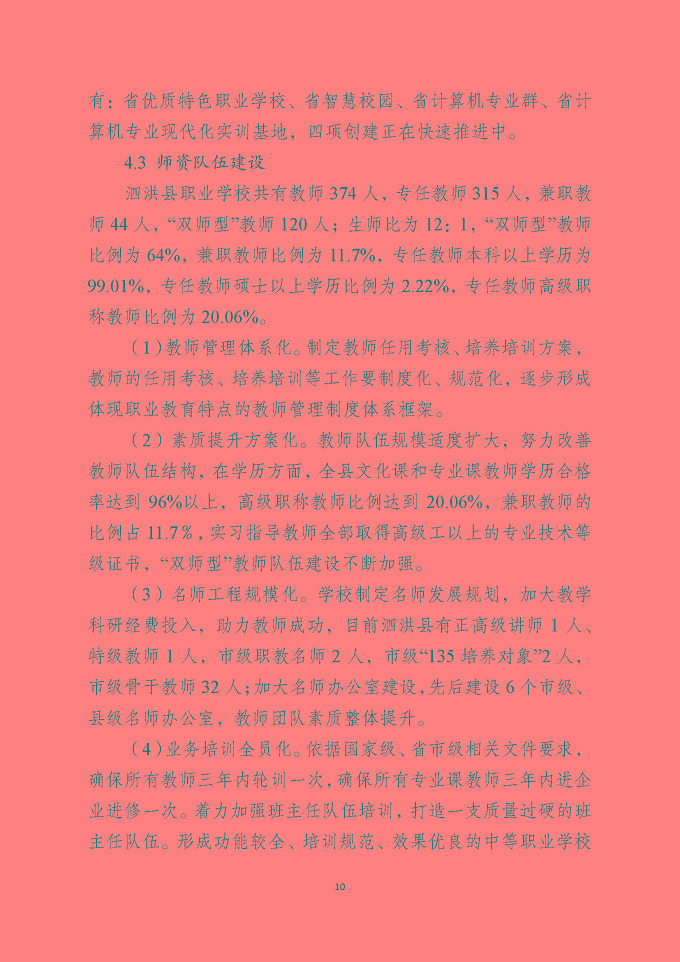泗洪县中等职业教育质量年度报告（2019年）