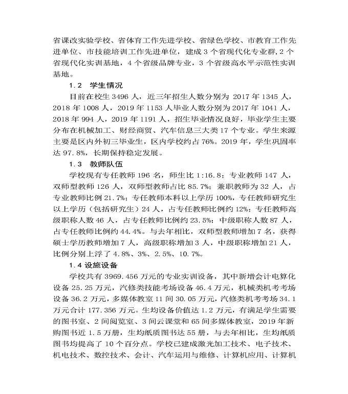 江苏省宿城中等专业学校质量年度报告（2019年）