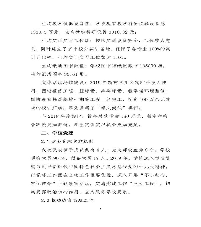 宿迁泽达中等专业学校质量年度报告（2019）