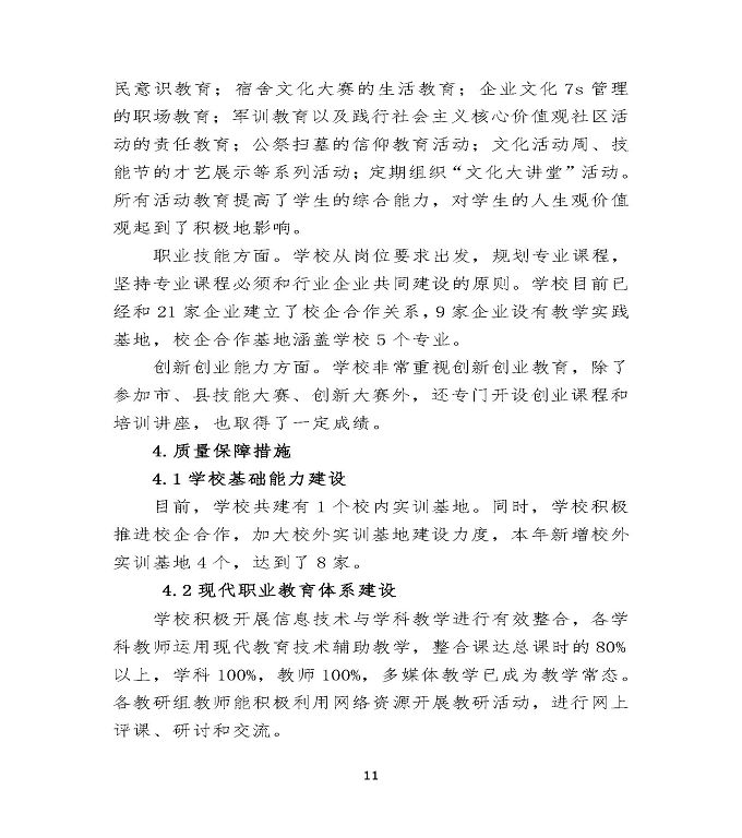 沭阳鸿星中等专业学校中等职业教育质量年度报告（2020）