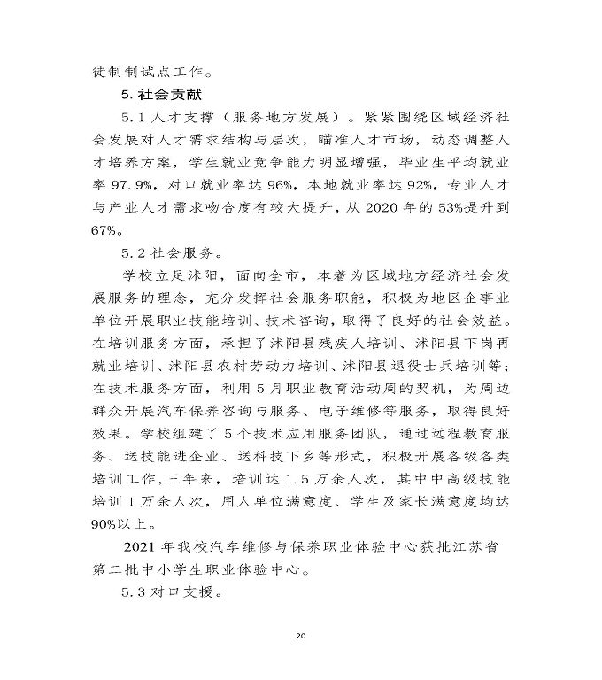 江苏省沭阳中等专业学校教育中等职业教育质量年度报告（2022）