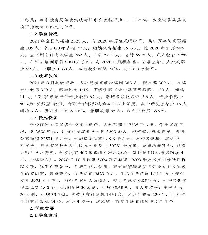 江苏省泗阳中等专业学校中等职业教育年度质量报告（2022）