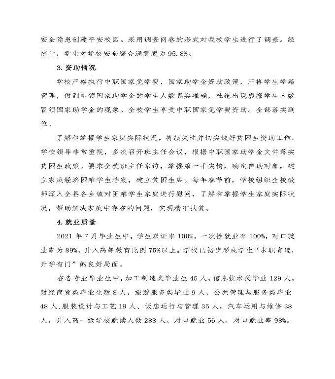 泗阳霞飞中等专业学校中等职业教育年度质量报告（2022）