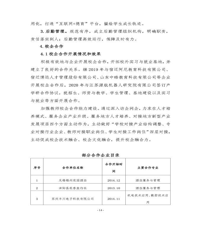 江苏省宿迁经贸高等职业技术学校中等职业教育质量年度报告（2022）