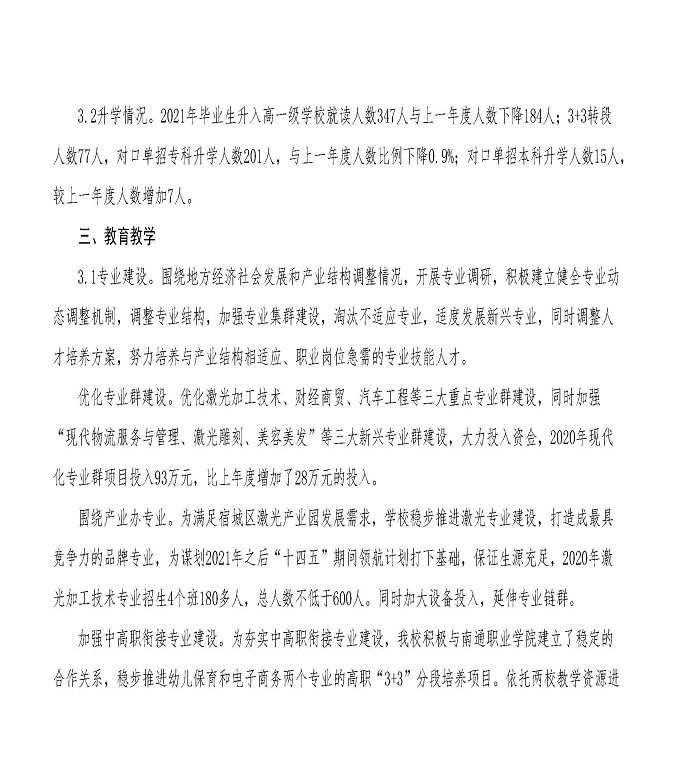 江苏省宿城中等专业学校中等职业教育质量年度报告（2023）