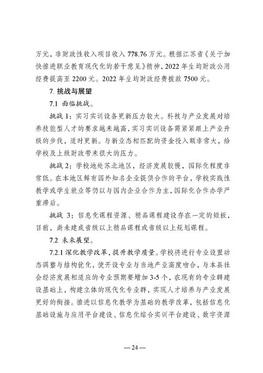 江苏省沭阳中等专业学校教育中等职业教育质量年度报告（2023）