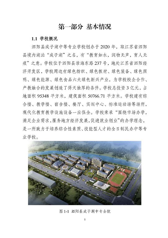 泗阳县成子湖中等专业学校质量报告(2023年度)