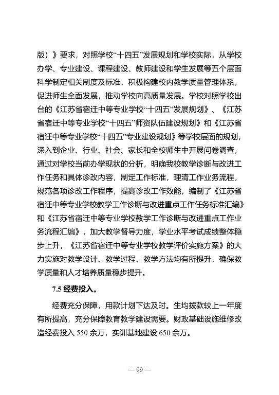 江苏省宿迁中等专业学校质量年报（2023年度）