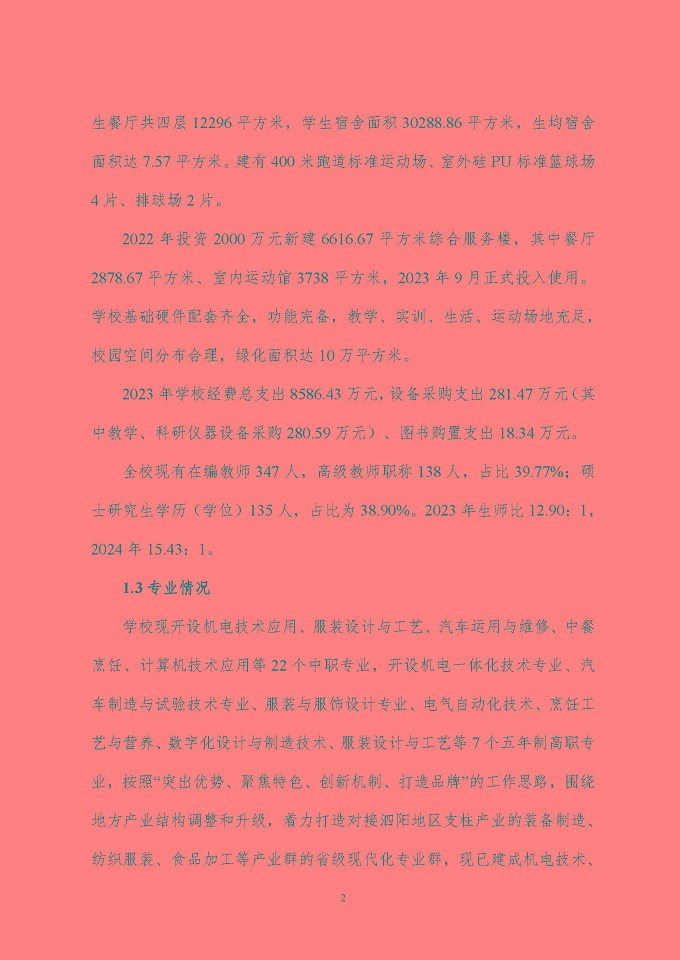 江苏省泗阳中等专业学校质量报告（2024年度）
