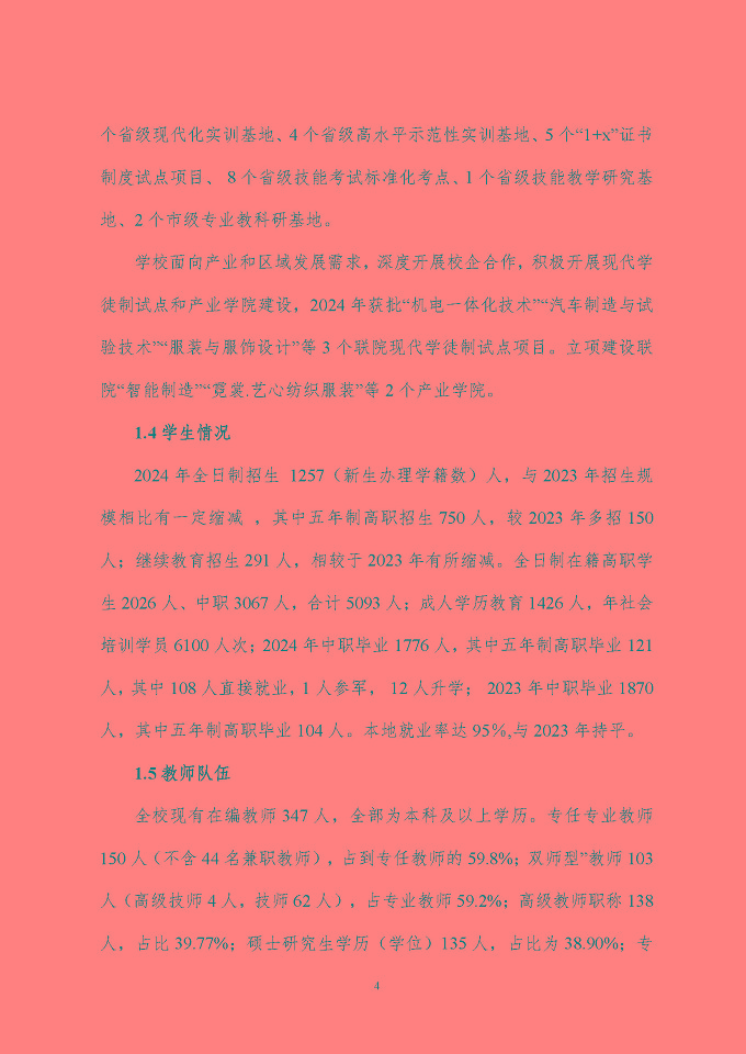 江苏省泗阳中等专业学校质量报告（2024年度）