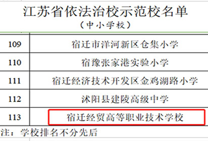 喜报！宿迁经贸高职获评首批江苏省依法治校示范校