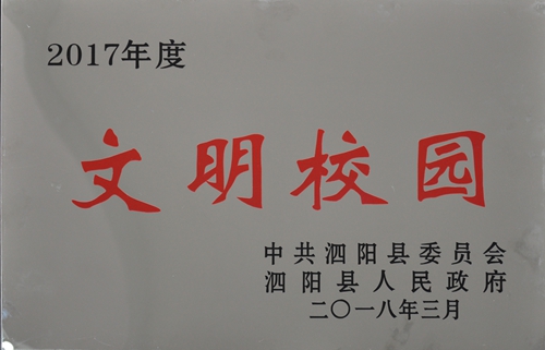 泗阳中专获评“2017年文明校园”称号